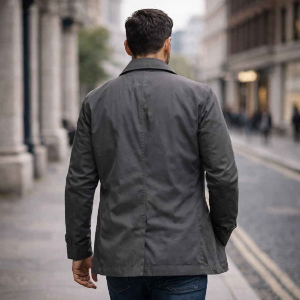 Men's Lightweight Trench Jacket with Pointed Collar and Button Front 6