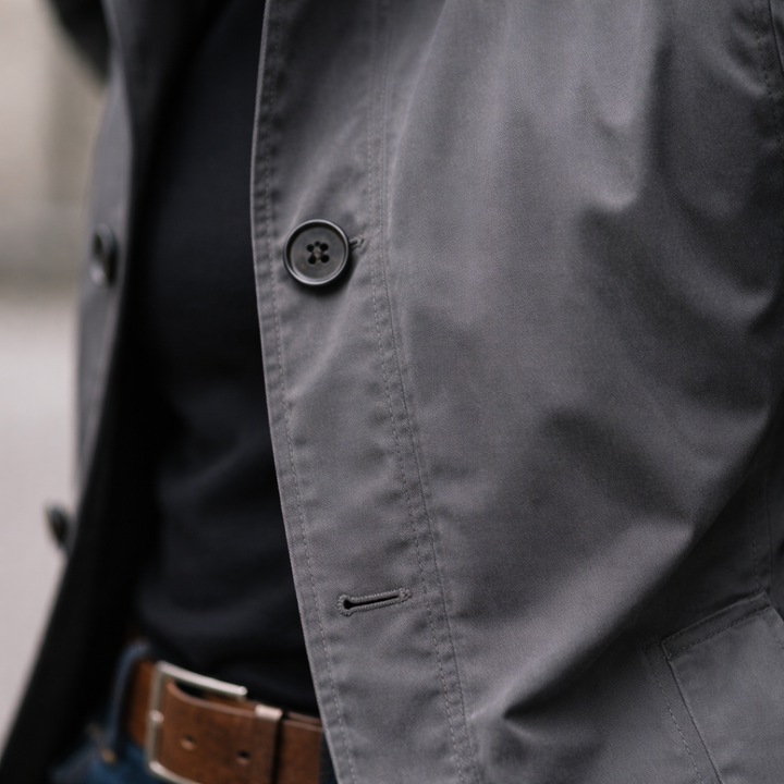 Men's Lightweight Trench Jacket with Pointed Collar and Button Front 8