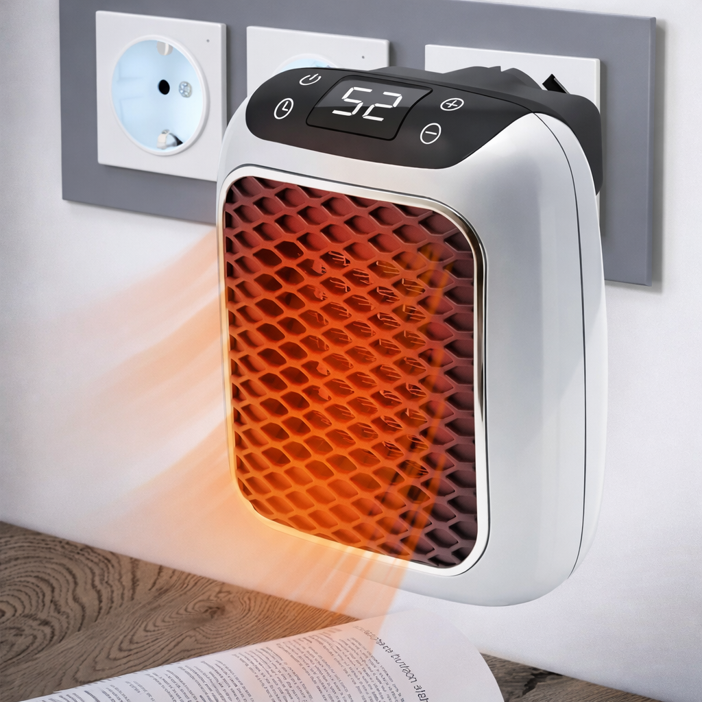 Ceramic Plug-In Heater 800W with Timer, Tip-Over and Overheat Protection, Quiet 1
