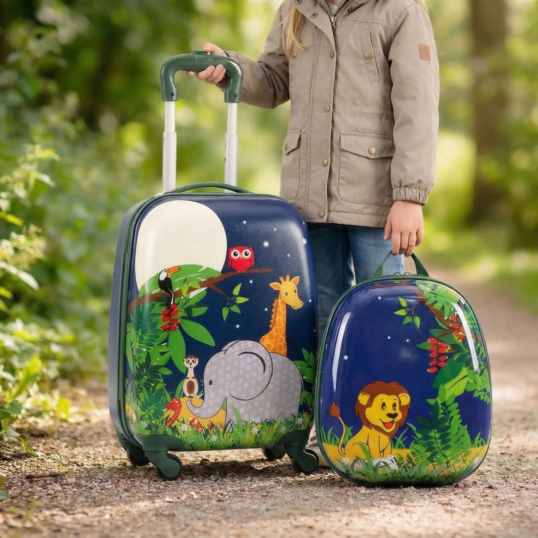 Hard-Shell Children's Suitcase And Backpack Set - Junglero