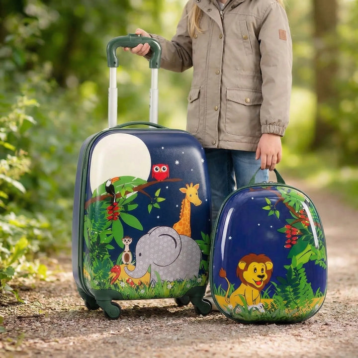 Hard-Shell Children's Suitcase And Backpack Set - Junglero