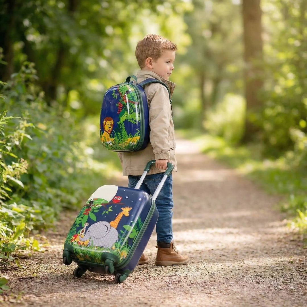 Hard-Shell Children's Suitcase And Backpack Set - Junglero