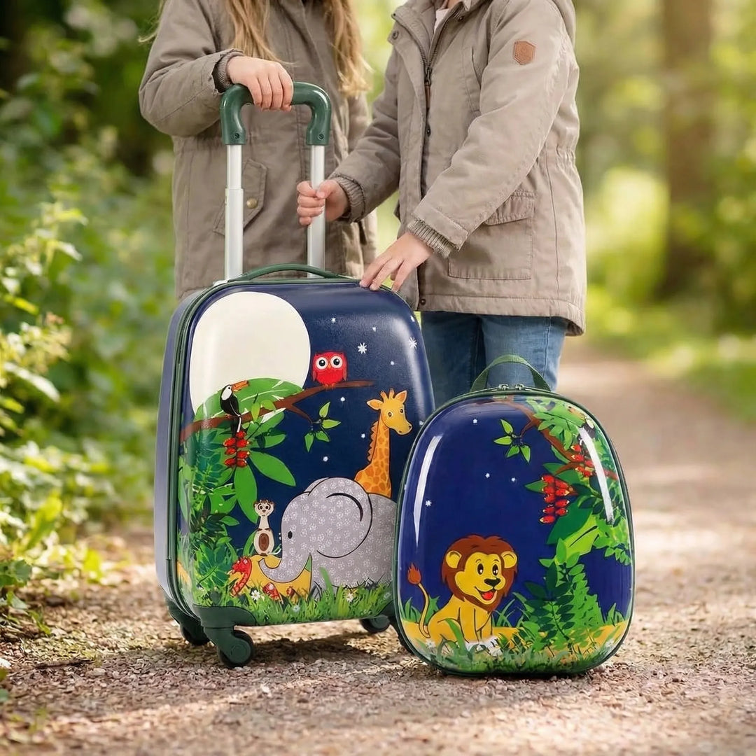 Hard-Shell Children's Suitcase And Backpack Set - Junglero