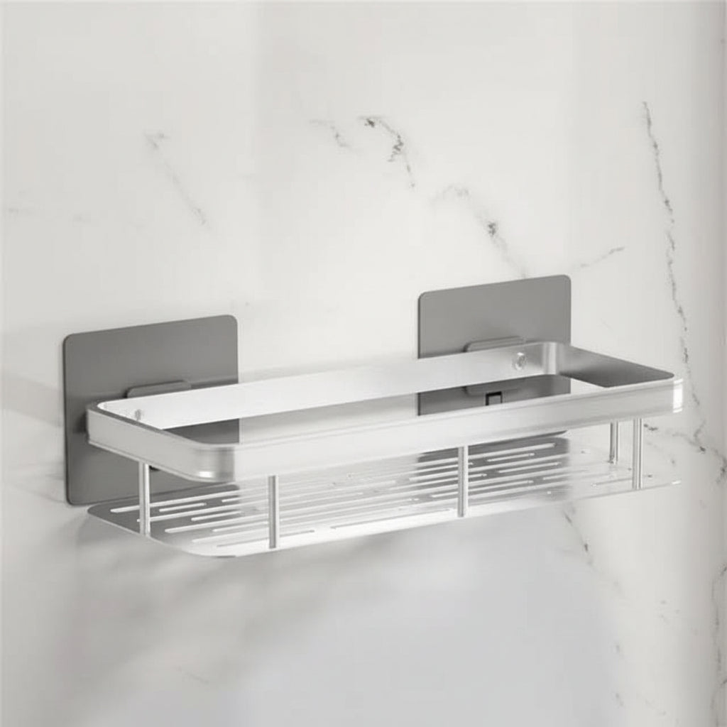 Self-Adhesive Bathroom Shelf, No Drilling, Stainless Steel and ABS 15