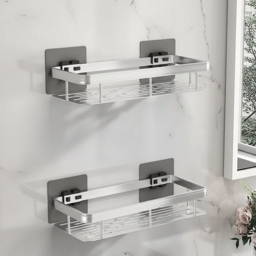 Self-Adhesive Bathroom Shelf, No Drilling, Stainless Steel and ABS 19