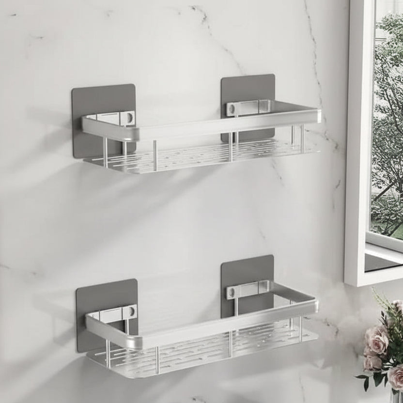 Self-Adhesive Bathroom Shelf, No Drilling, Stainless Steel and ABS 17