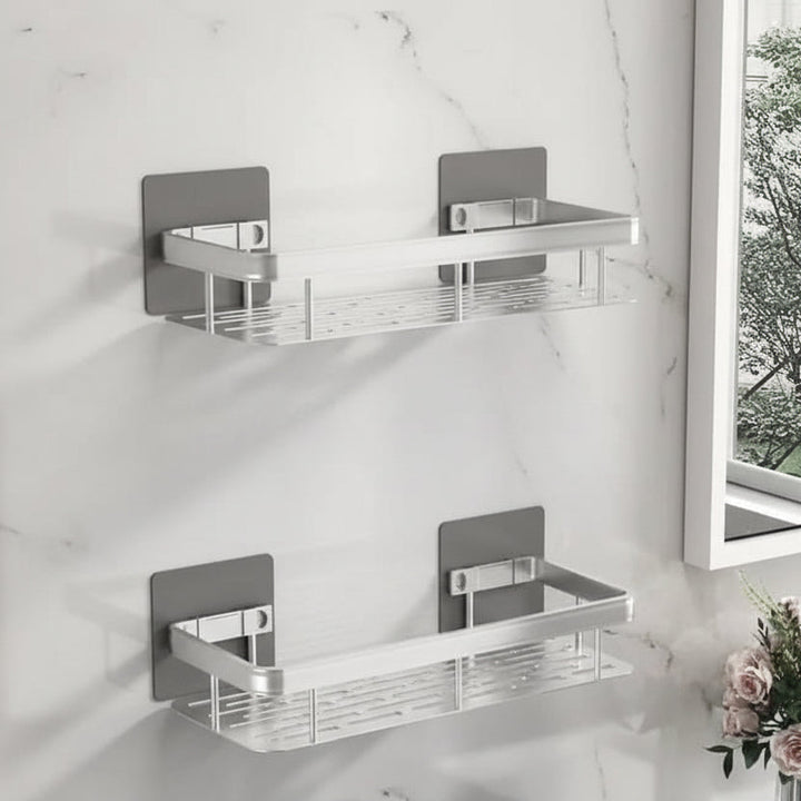 Self-Adhesive Bathroom Shelf, No Drilling, Stainless Steel and ABS 17
