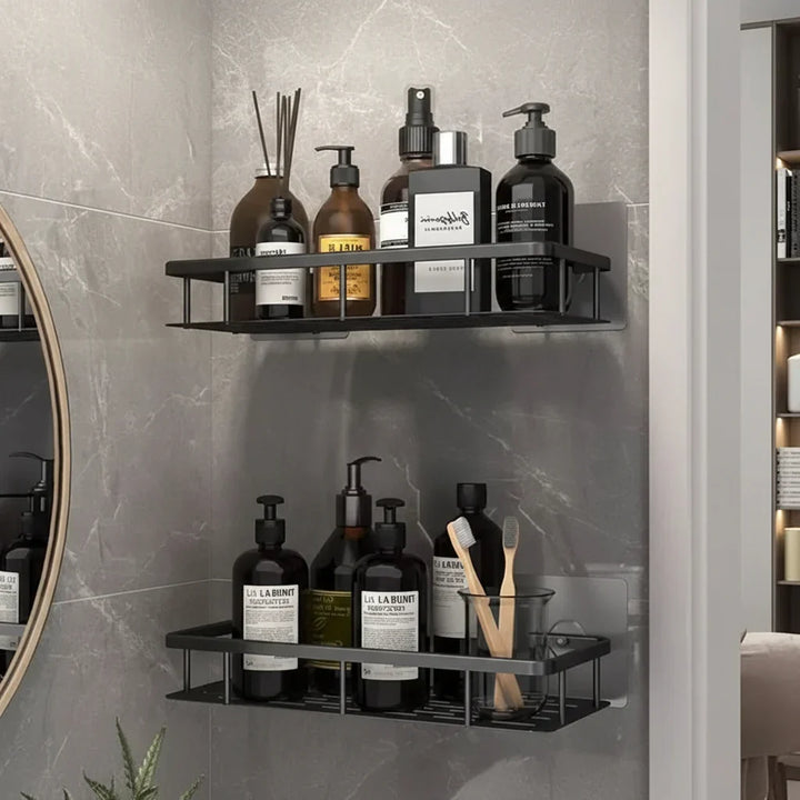 Self-Adhesive Bathroom Shelf, No Drilling, Stainless Steel and ABS 4