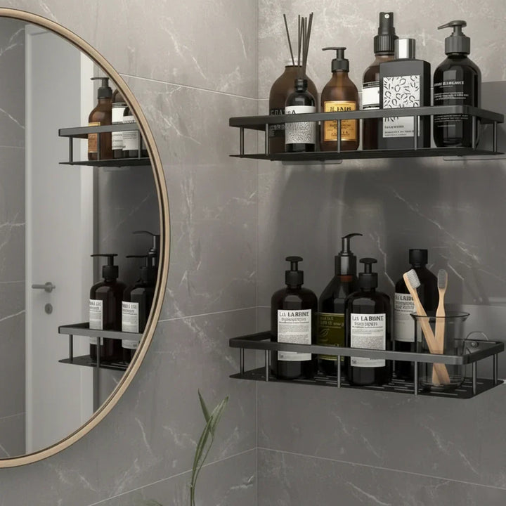 Self-Adhesive Bathroom Shelf, No Drilling, Stainless Steel and ABS 8