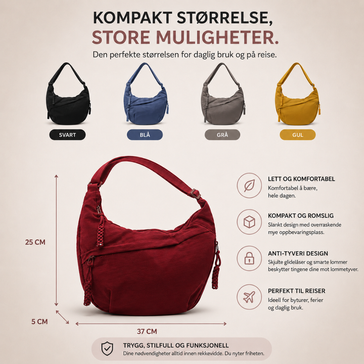 Shoulder Bag - Adjustable Strap, Multi-Pocket Nylon Crossbody 9