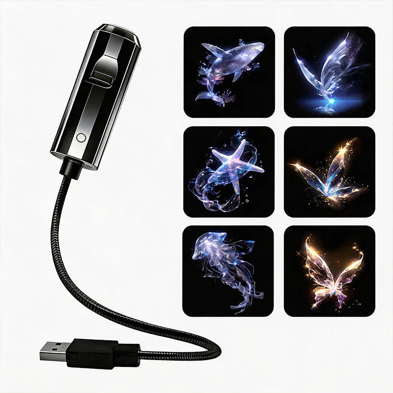 LED Galaxy Star Projector with 10 Slides and Flexible USB Arm 7
