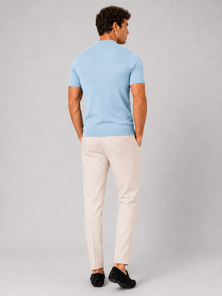 Men's Mock Neck Ribbed T-Shirt Fitted Stretch Short Sleeve Top 10