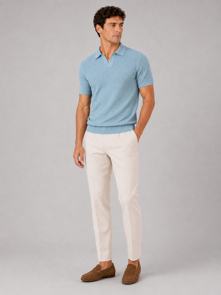 Men's Knit Polo Shirt, Lightweight Breathable Stretch Short Sleeve Summer Polo 3