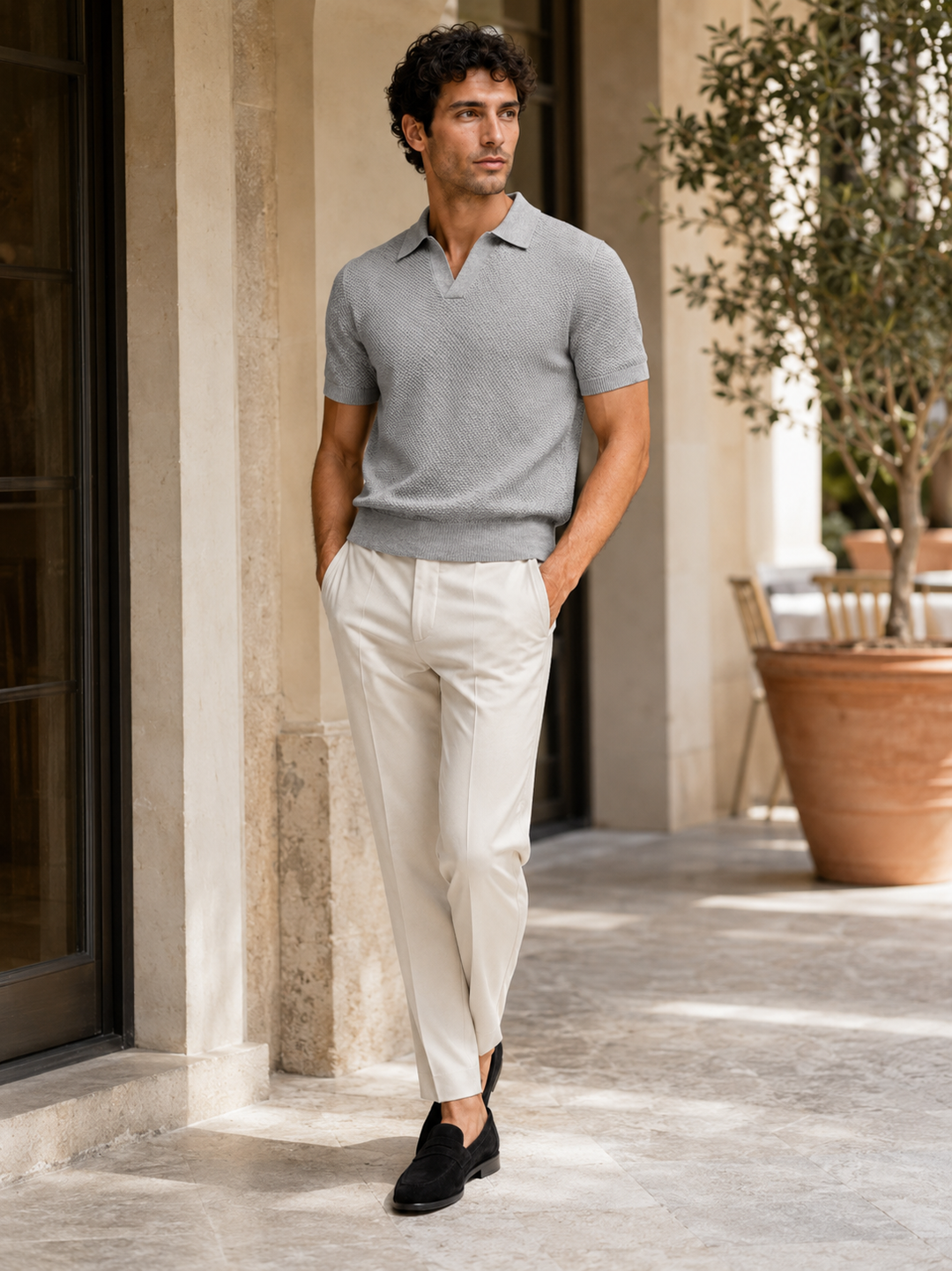 Men's Knit Polo Shirt, Lightweight Breathable Stretch Short Sleeve Summer Polo 30