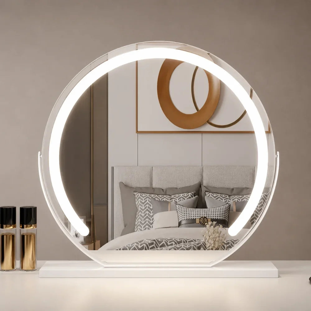 Lighted Makeup Mirror with 15x Magnifier and Touch Control, Metal and Glass 11
