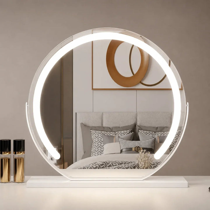 Lighted Makeup Mirror with 15x Magnifier and Touch Control, Metal and Glass 11