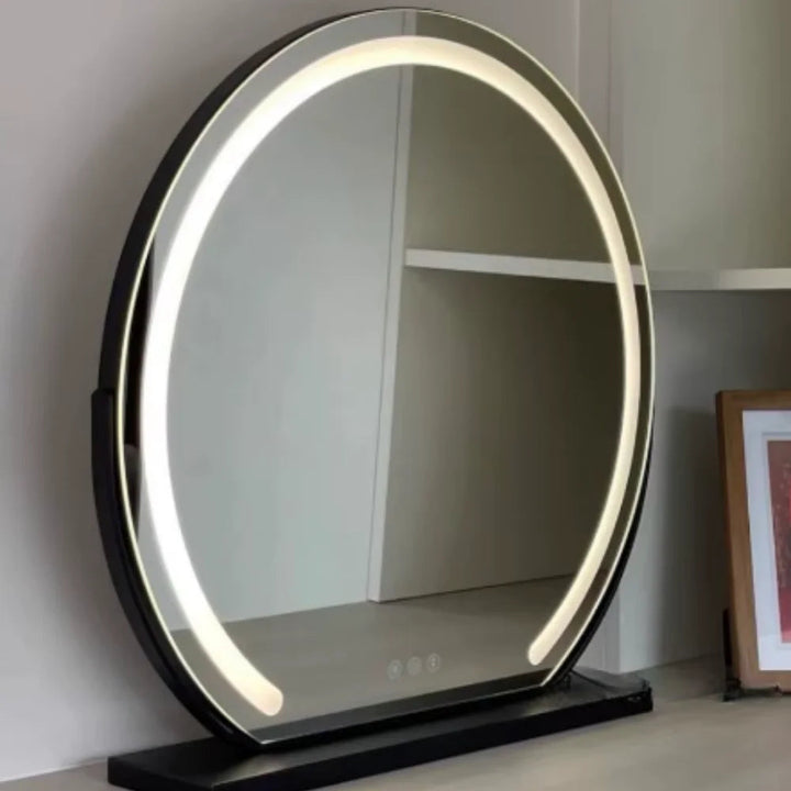 Lighted Makeup Mirror with 15x Magnifier and Touch Control, Metal and Glass 12