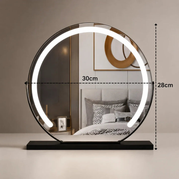 Lighted Makeup Mirror with 15x Magnifier and Touch Control, Metal and Glass 13
