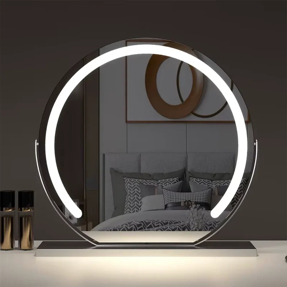 Lighted Makeup Mirror with 15x Magnifier and Touch Control, Metal and Glass 3