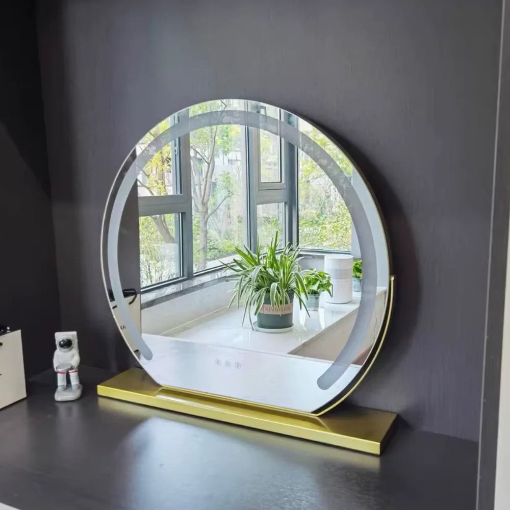 Lighted Makeup Mirror with 15x Magnifier and Touch Control, Metal and Glass 4