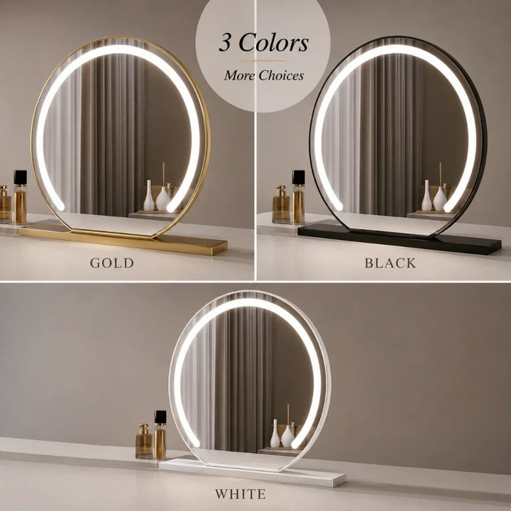 Lighted Makeup Mirror with 15x Magnifier and Touch Control, Metal and Glass 6