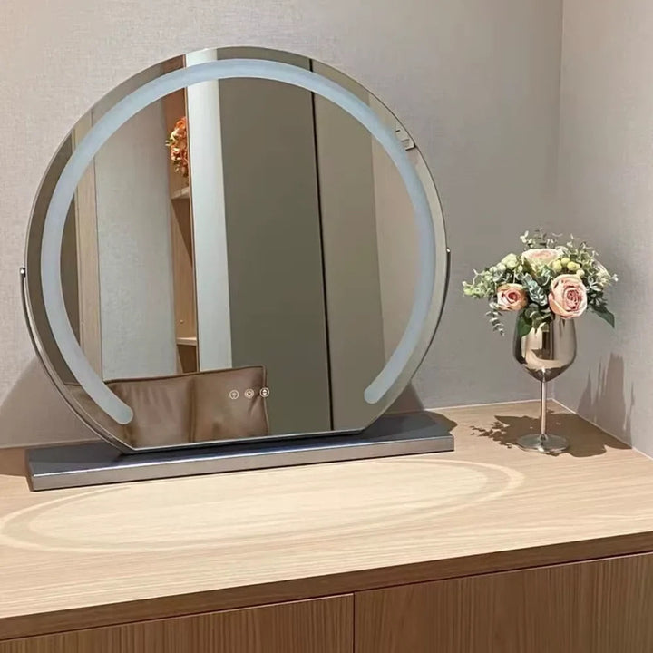 Lighted Makeup Mirror with 15x Magnifier and Touch Control, Metal and Glass 9