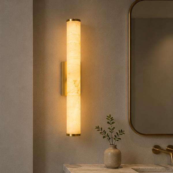 Spanish Marble Copper-Tone Wall Sconce, Modern Minimalist LED Wall Light 2
