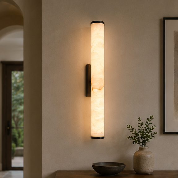 Spanish Marble Copper-Tone Wall Sconce, Modern Minimalist LED Wall Light 11