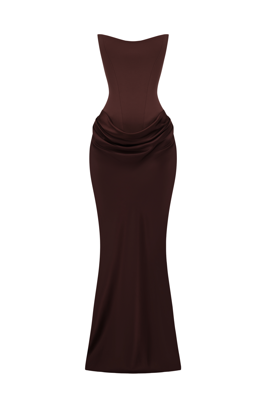 Strapless Corset Maxi Dress with Satin Cowl Skirt 10