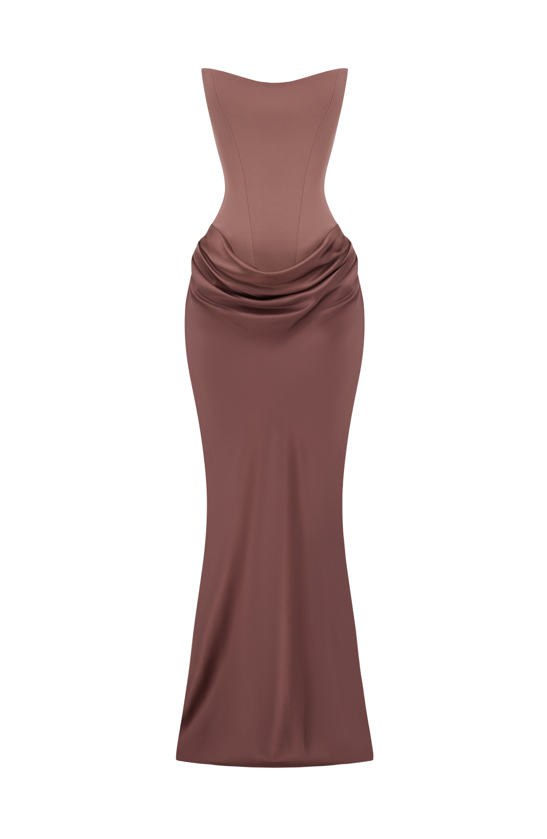 Strapless Corset Maxi Dress with Satin Cowl Skirt 41