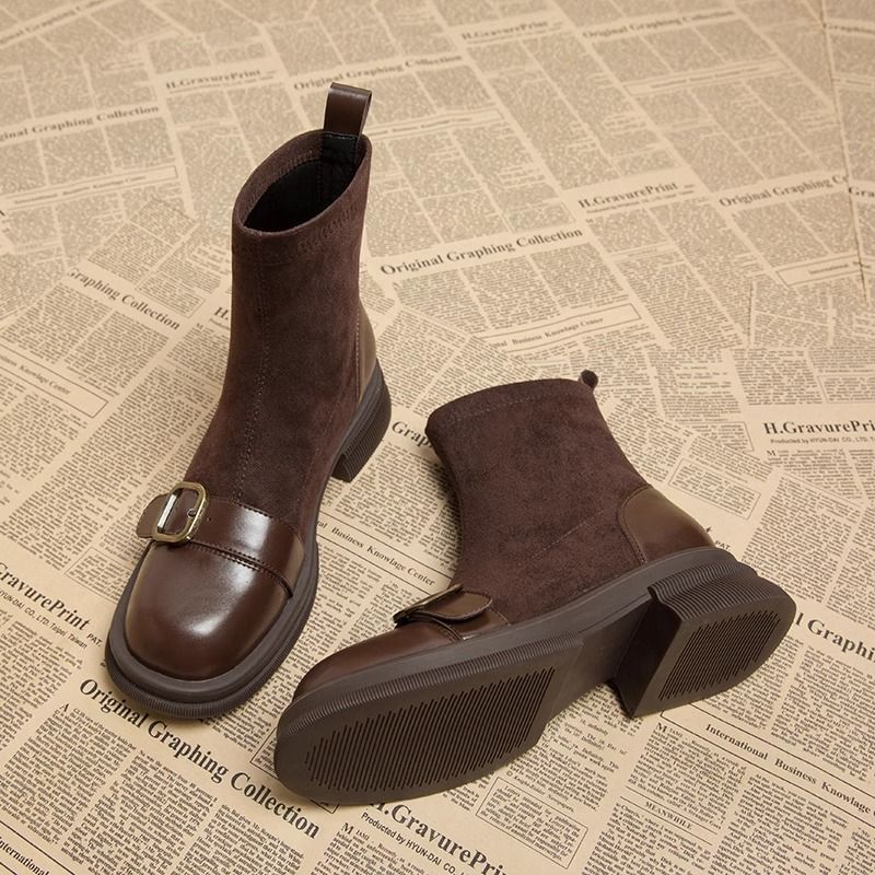Suede Comfort Boots with Leather Trim 1