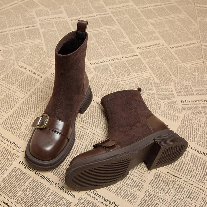 Suede Comfort Boots with Leather Trim 1