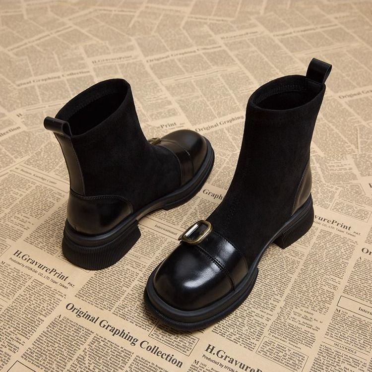 Suede Comfort Boots with Leather Trim 4