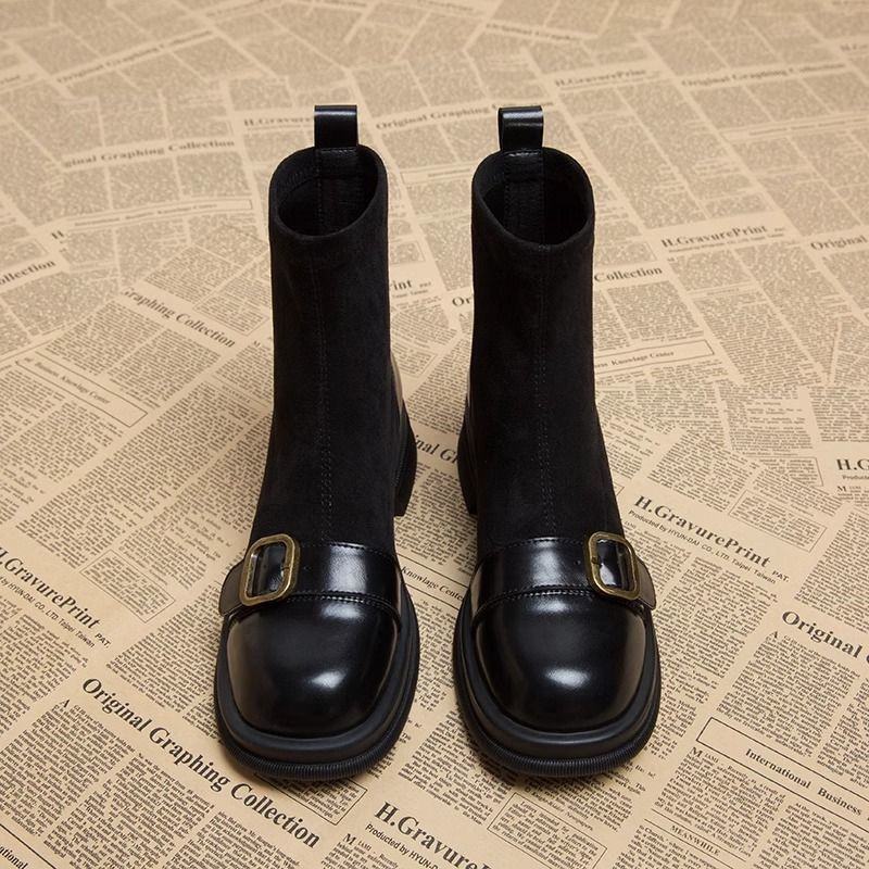 Suede Comfort Boots with Leather Trim 5