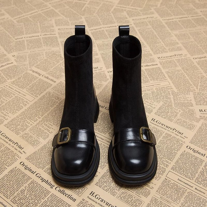 Suede Comfort Boots with Leather Trim 5