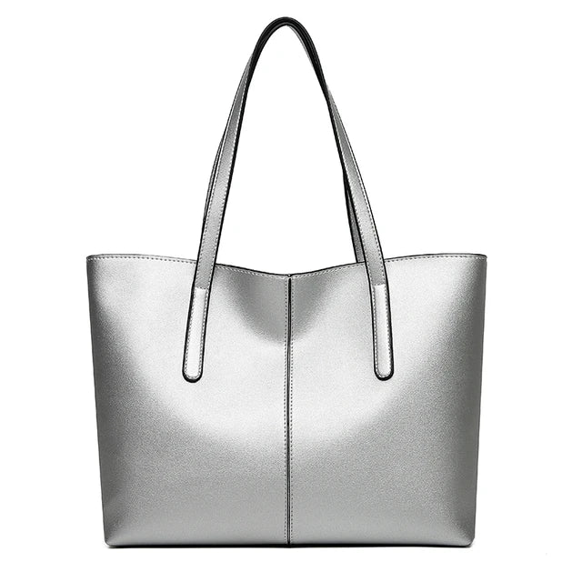 Classic Leather-Look Tote Bag With Long Shoulder Straps 9