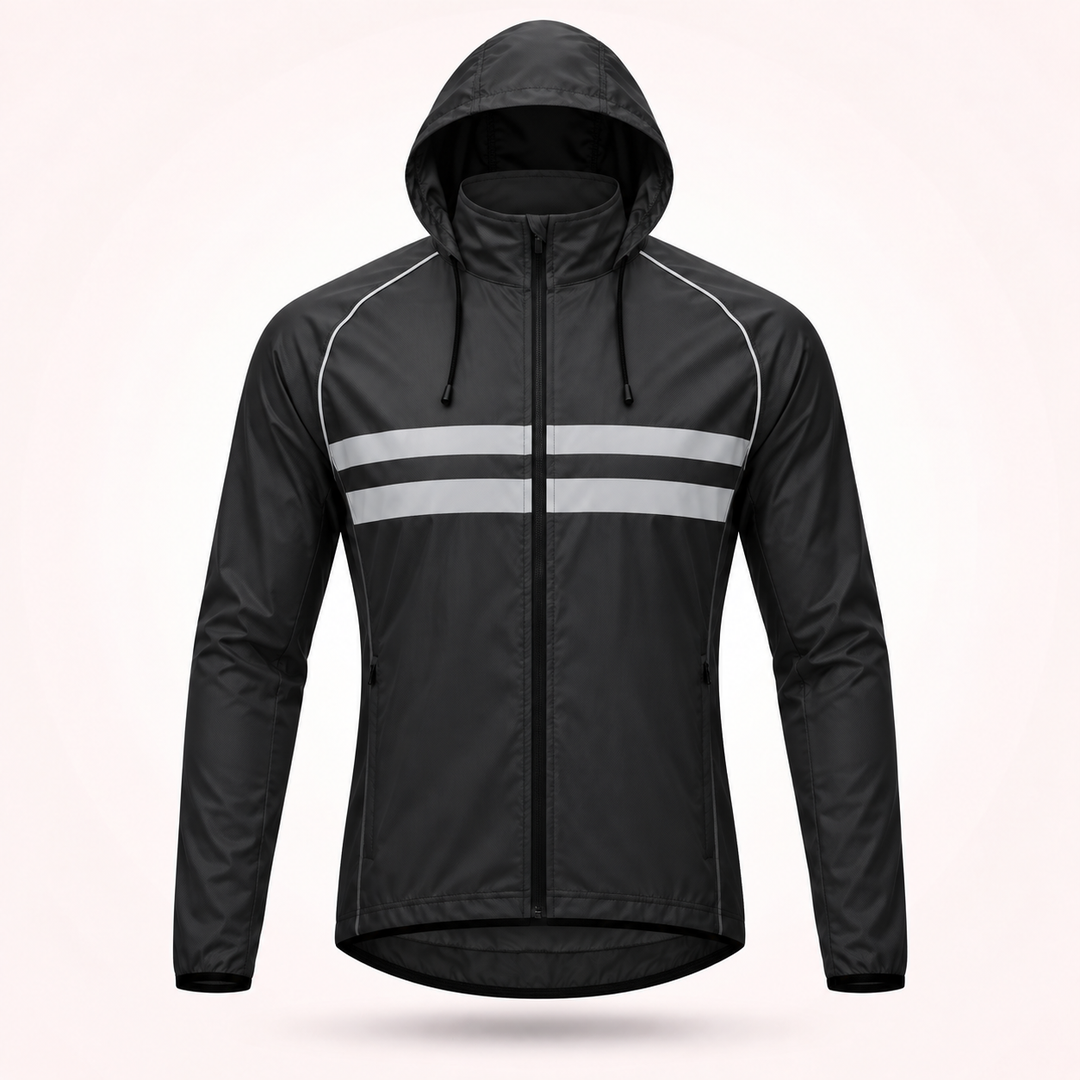 Waterproof Windproof Breathable Cycling Jacket with Underarm Vents and Reflective Stripes 17