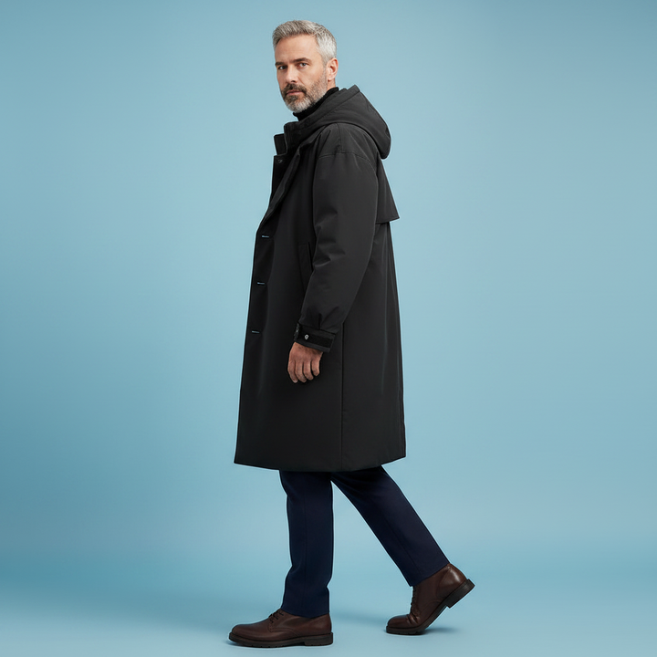 Men's Waterproof Hooded Trench Coat, Long Rain Jacket for City and Travel 6