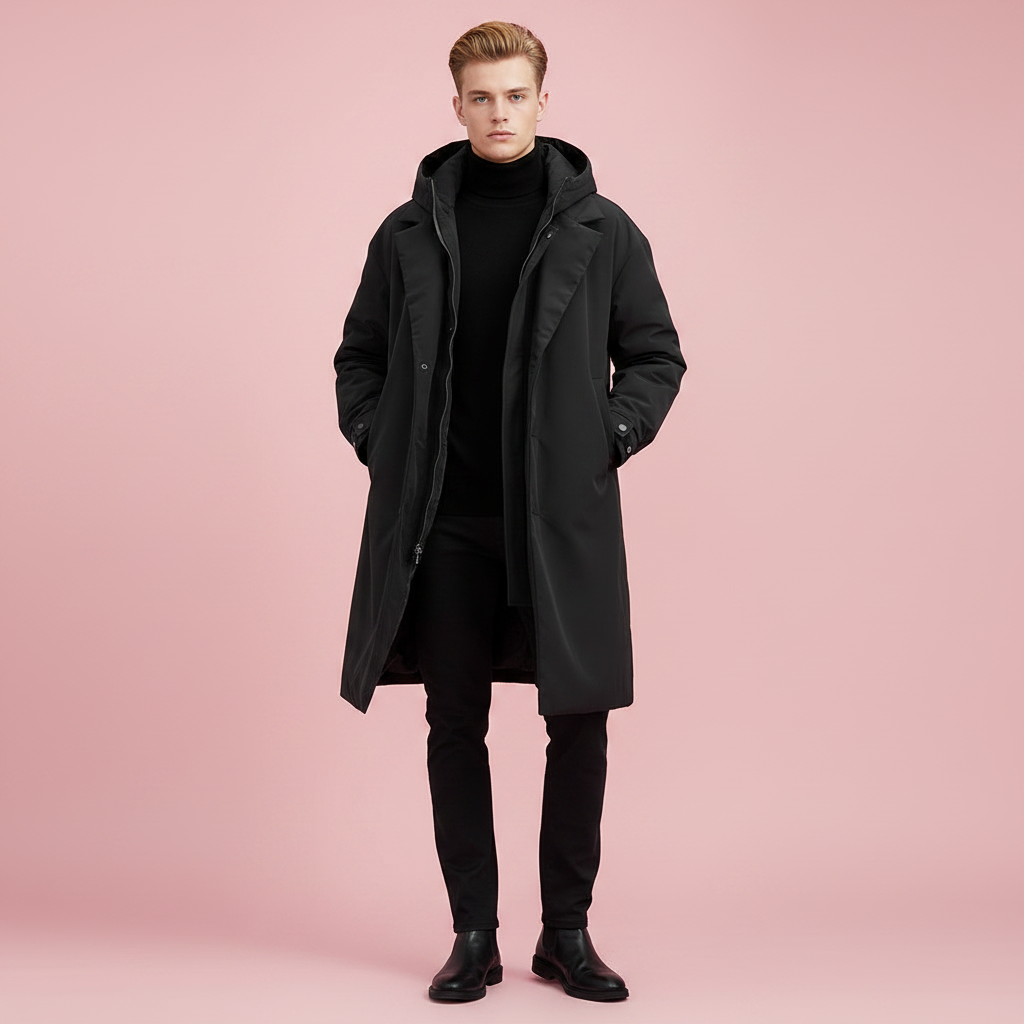 Men's Waterproof Hooded Trench Coat, Long Rain Jacket for City and Travel 3