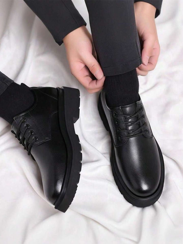 Men's Black Derby Shoes with Chunky Treaded Sole 3