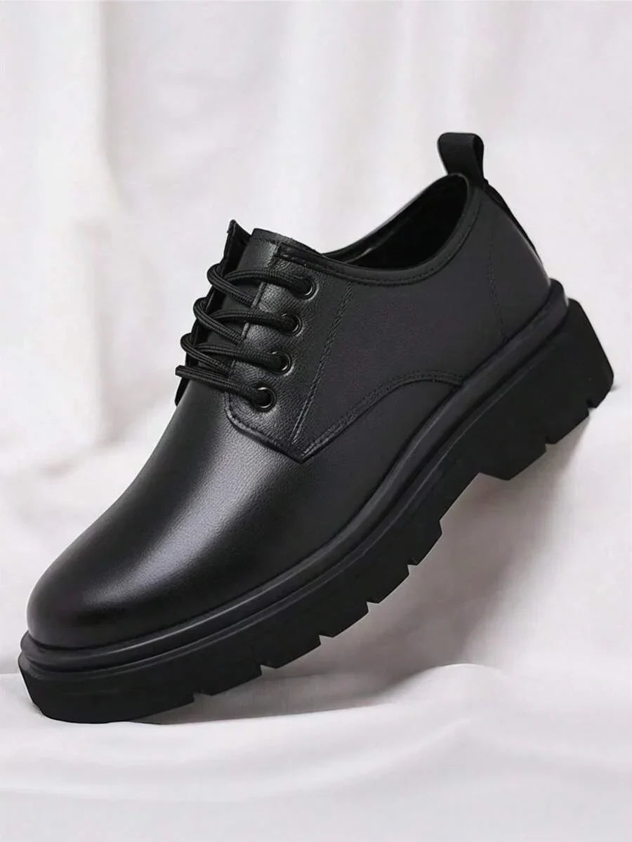 Men's Black Derby Shoes with Chunky Treaded Sole 5