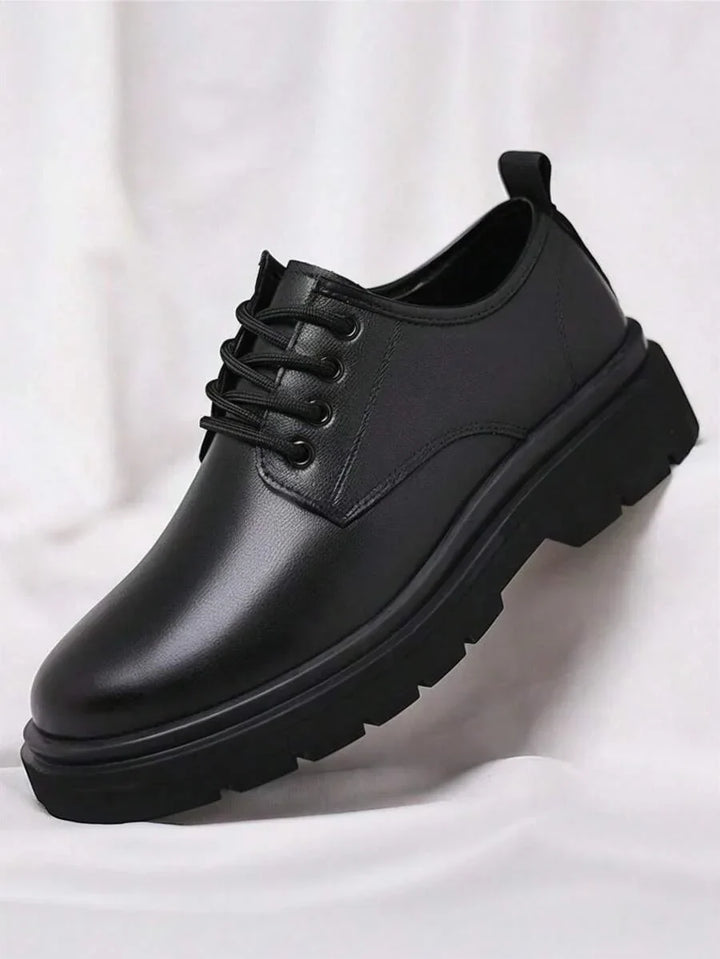 Men's Black Derby Shoes with Chunky Treaded Sole 5