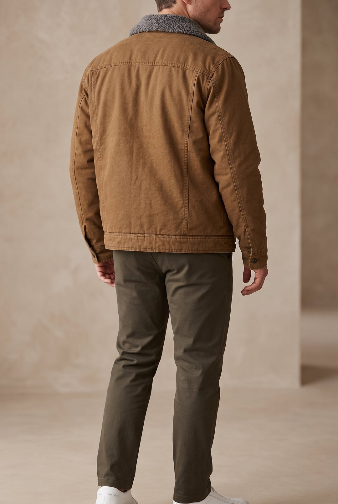 Men's Western Style Suede Jacket with Button Front and Contrast Seams 3