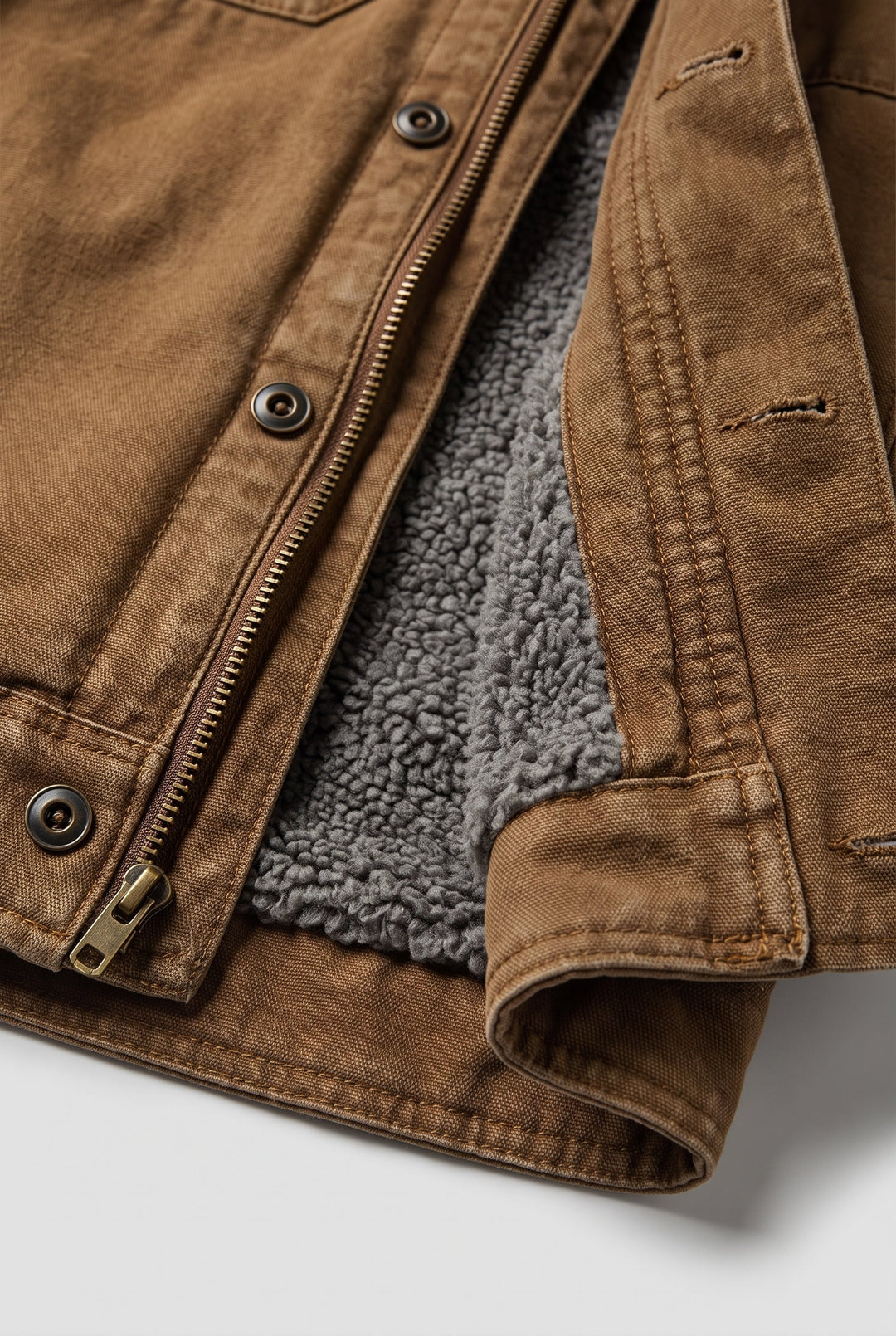 Men's Western Style Suede Jacket with Button Front and Contrast Seams 4