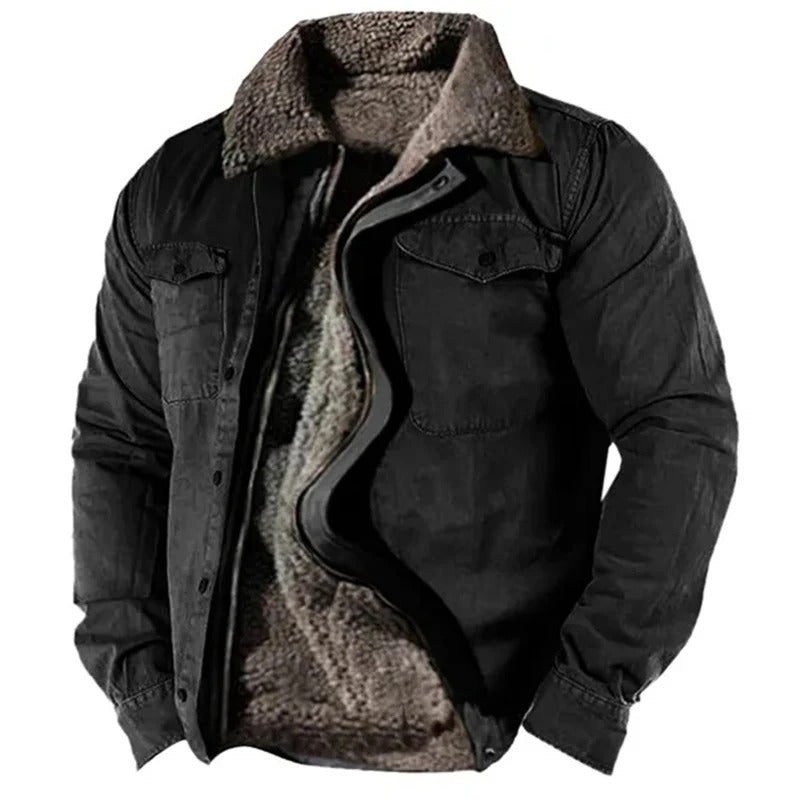 Men's Western Style Suede Jacket with Button Front and Contrast Seams 5