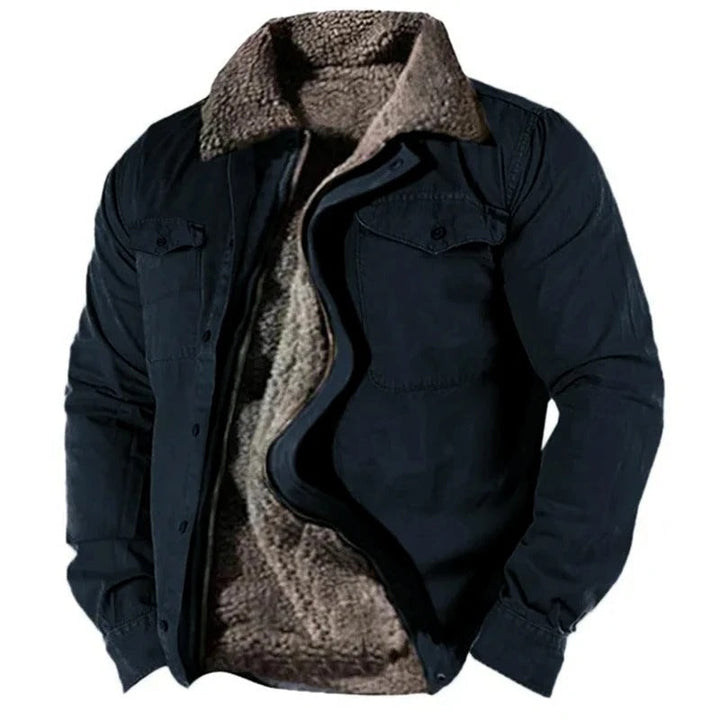 Men's Western Style Suede Jacket with Button Front and Contrast Seams 6