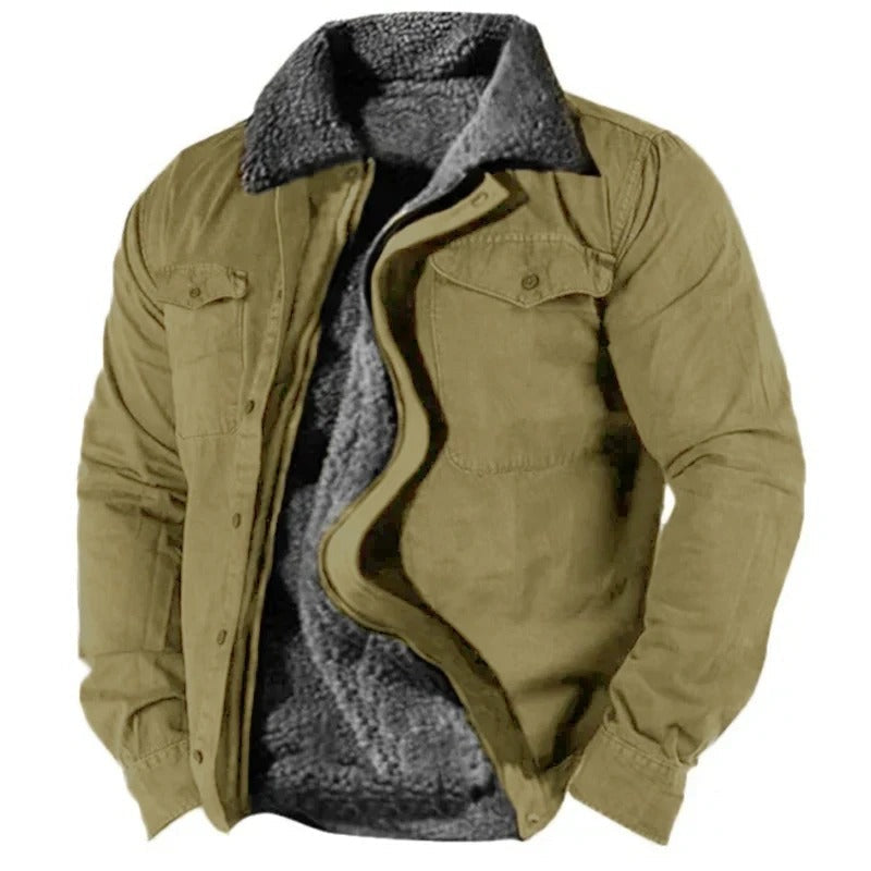 Men's Western Style Suede Jacket with Button Front and Contrast Seams 7