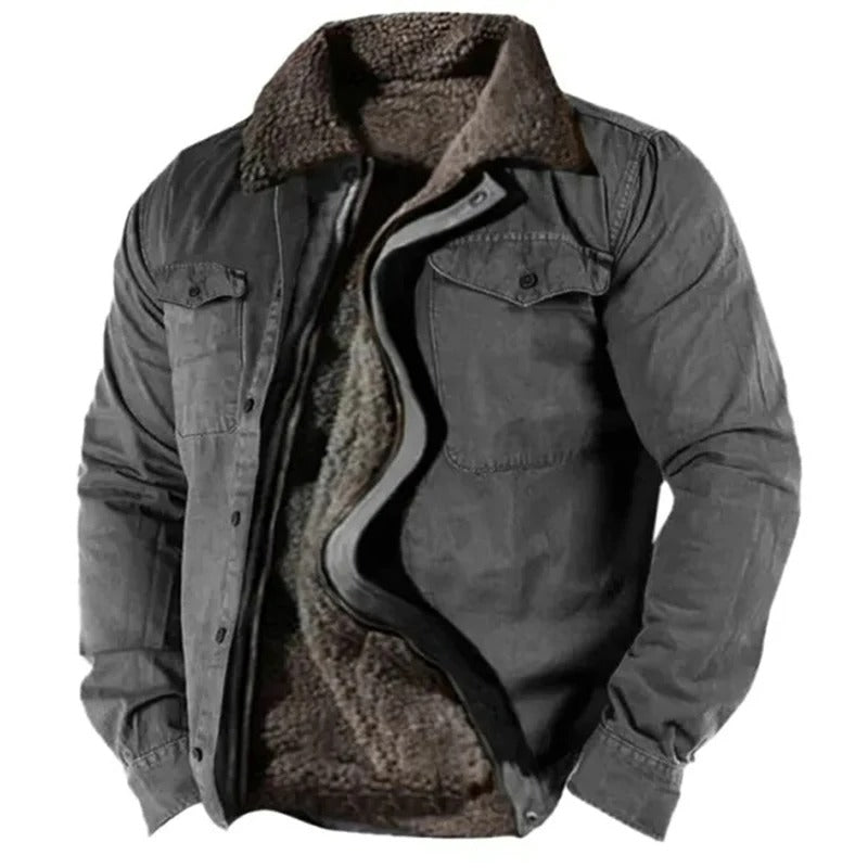 Men's Western Style Suede Jacket with Button Front and Contrast Seams 8