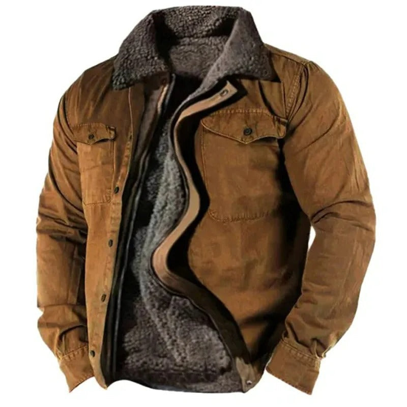 Men's Western Style Suede Jacket with Button Front and Contrast Seams 1