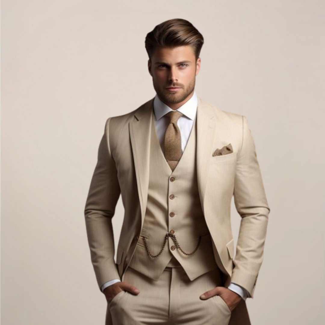 Men's Breathable Three-Piece Wedding Suit - Tailored Spring Formalwear 1